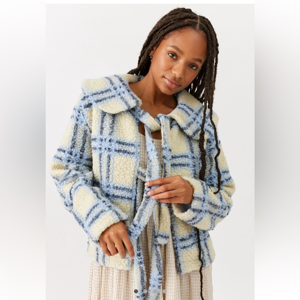 Damson Madder Alfie Sherpa Plaid Cardigan